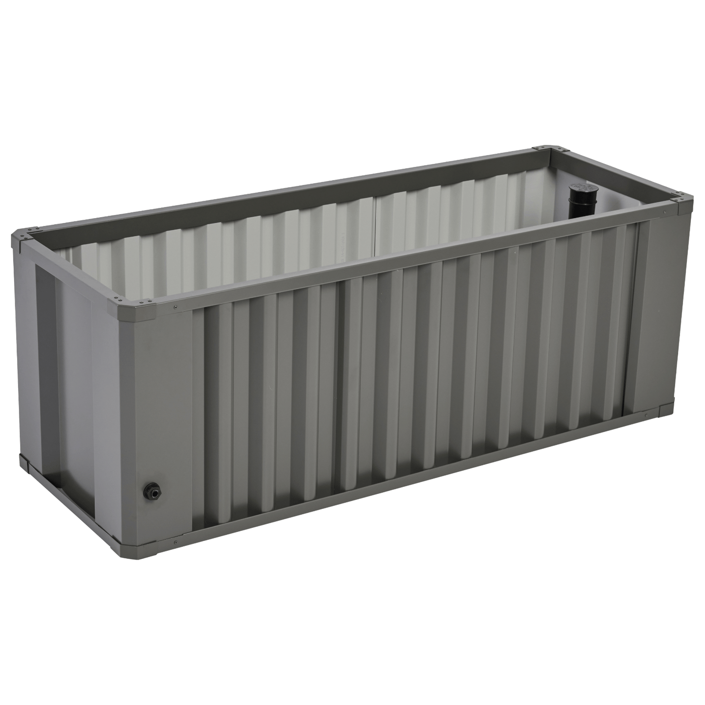 Assembled WaterUps Oasis 1240 wicking bed with plants, showcasing the self-watering system for efficient gardening in small spaces