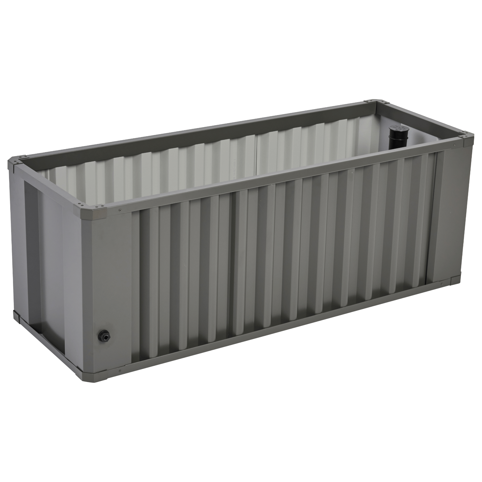 Assembled WaterUps Oasis 1240 wicking bed with plants, showcasing the self-watering system for efficient gardening in small spaces