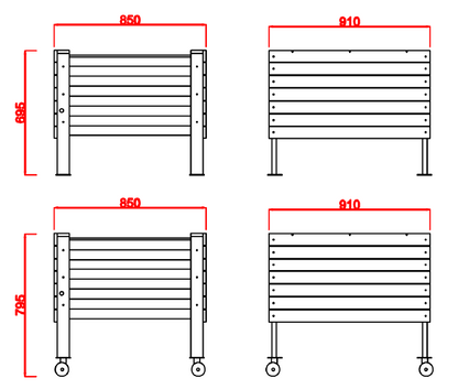 Mid-Height Artesian 4-Cell Eco Board Wicking Planter Box